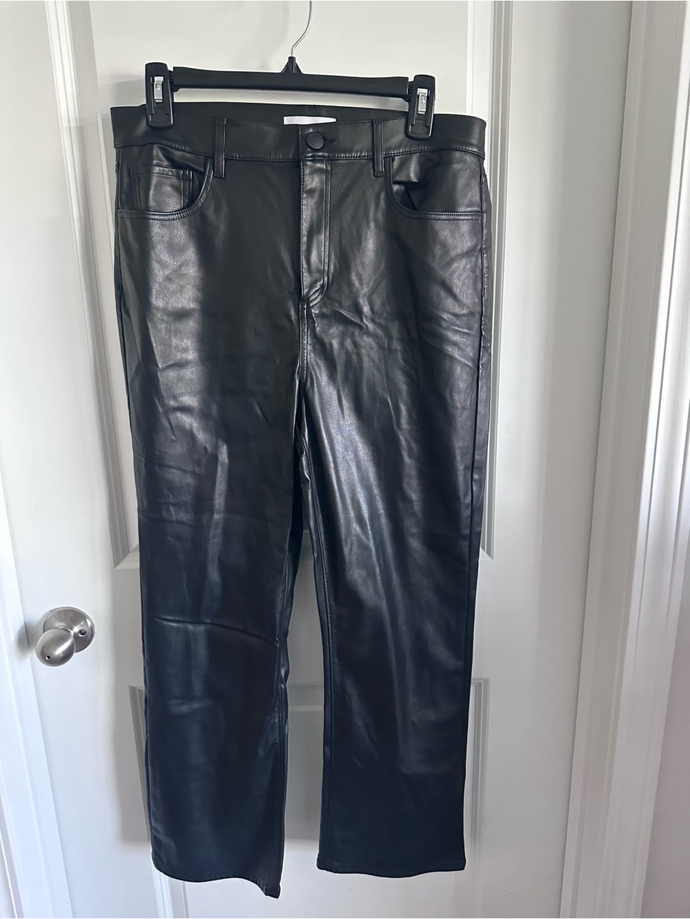 LOFT Black Faux Leather Ankle Pants